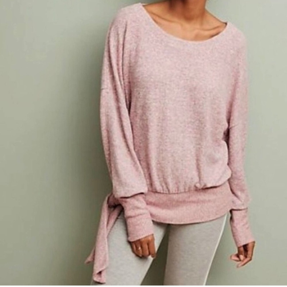 Anthropologie Saturday Sunday Pink Side Tie Top Dolman Sleeve Sweater Size Med